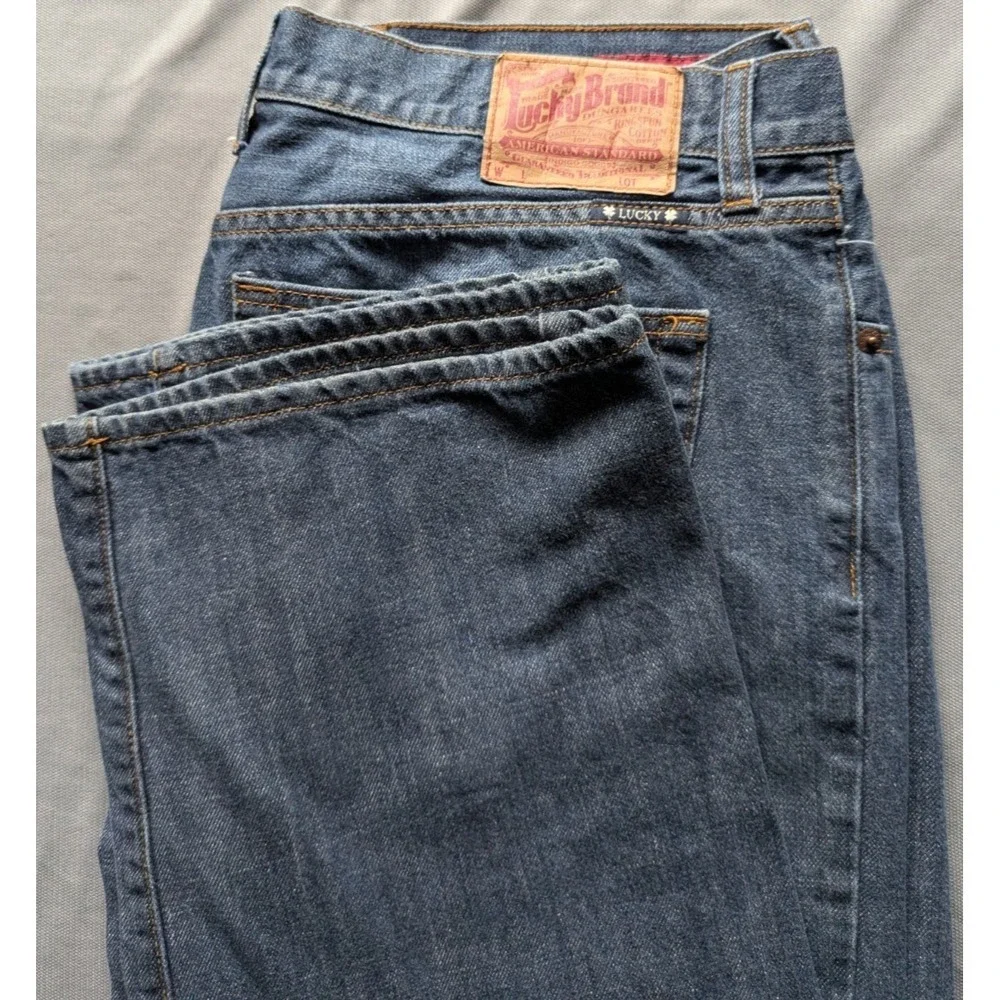 Lucky Brand 181 Relaxed Straight Mens Jeans 38x32 Blue Medium Wash Stretch Denim